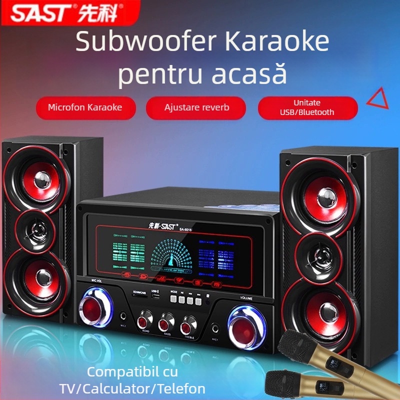 Xianke 8016 sistem de boxe desktop 2.1 din lemn, USB pentru redare MP3, putere maximă 60W