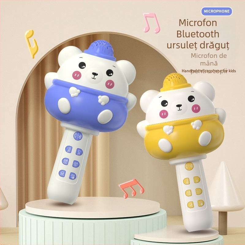 Microfon Bluetooth pentru copii, fără fir, redare MP3, baterie reîncărcabilă, muzică și vocalizare, compatibil cu aplicație mobilă