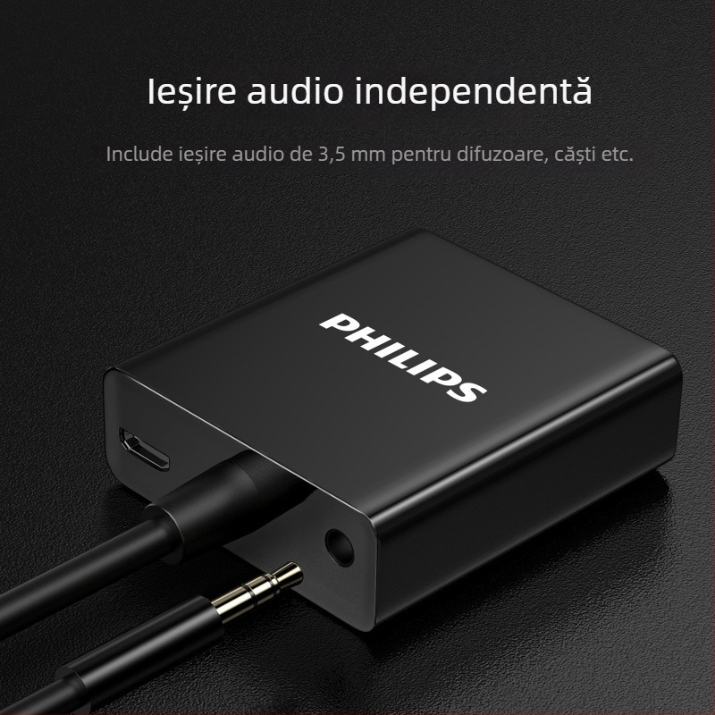 Adaptor HDMI către VGA cu audio, Philips model SWR1620A/93, cablu cupru 0.15 m
