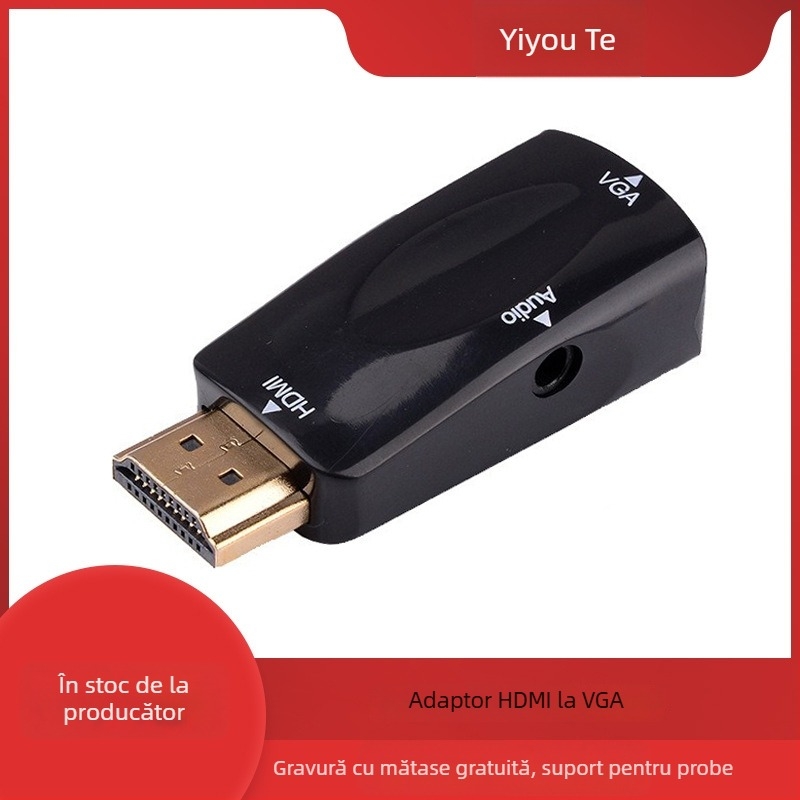 Adaptor HDMI la VGA cu audio pentru calculator/proiector, 1080p, nucleu de cupru