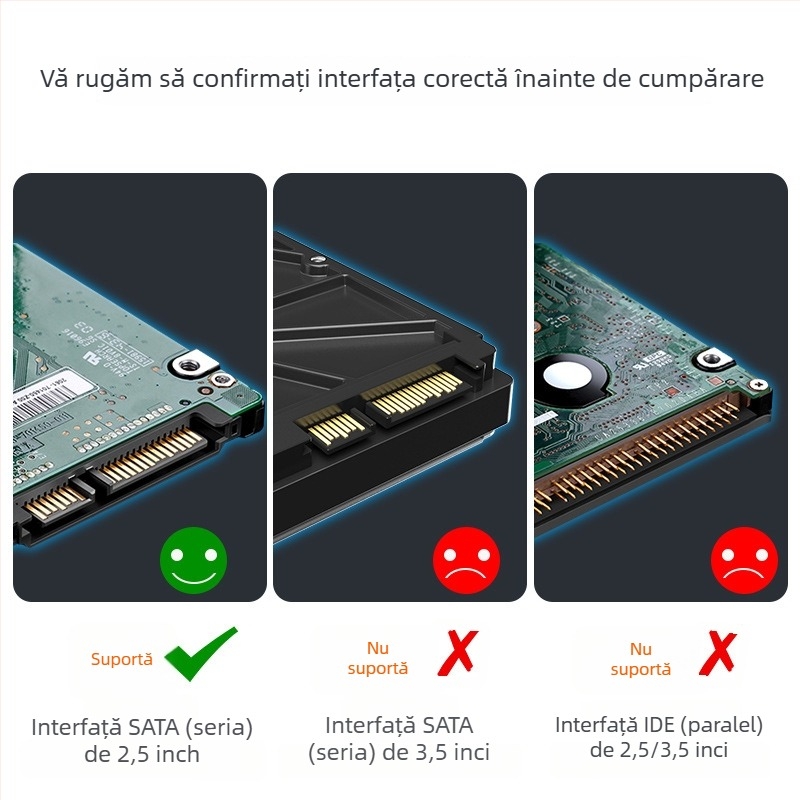 K104A cablu adaptor USB 3.0 către SATA, nucleu de cupru, plastic ABS