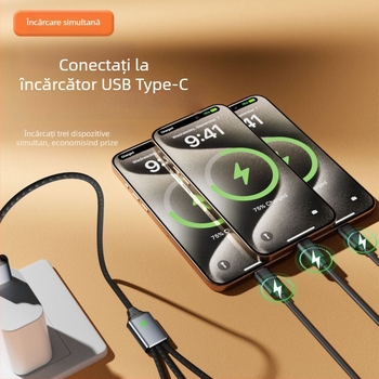 Cablu splitter USB-C cu 3 porturi, suport OTG și U-Disk, USB 2.0, 480 Mbps, nucleu din cupru