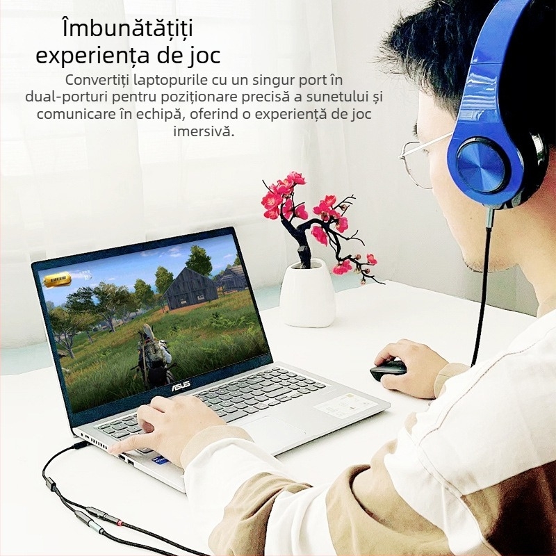 Rxix luoxi adaptor cablu pentru căști și microfon, splitter ieșire audio 1 la 2