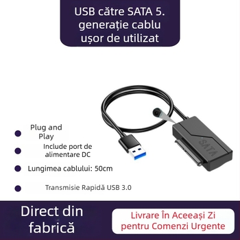 Cablu adaptor USB la SATA, JMS578 controller, lungime 50 cm, interfață SATA, 480 Mbps