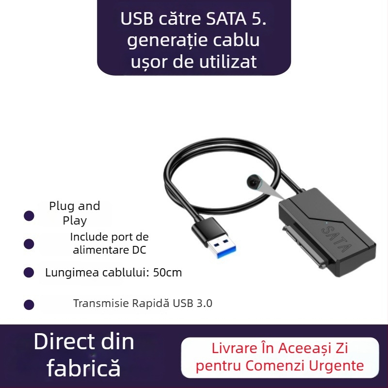 Cablu adaptor USB la SATA, JMS578 controller, lungime 50 cm, interfață SATA, 480 Mbps