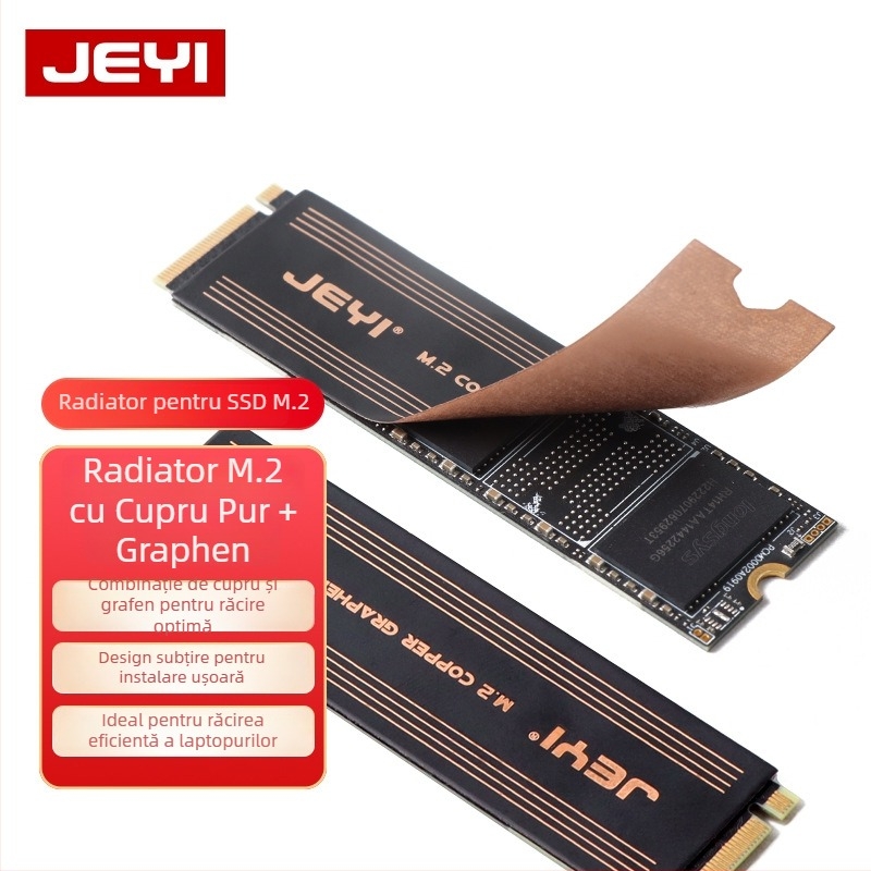 JEYI Jiayi radiator pentru M.2 NVMe - folie de cupru, grafen; pentru SSD M.2 și memoria notebook-ului; tip radiator de răcire; durată de viață de 3 ani