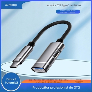 Xuntong 181B adaptor USB-C OTG cu USB 2.0, încărcare PD, ieșire USB-A, pentru mouse, USB flash și cititor de carduri