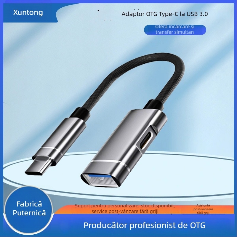 Xuntong 181B adaptor USB-C OTG cu USB 2.0, încărcare PD, ieșire USB-A, pentru mouse, USB flash și cititor de carduri