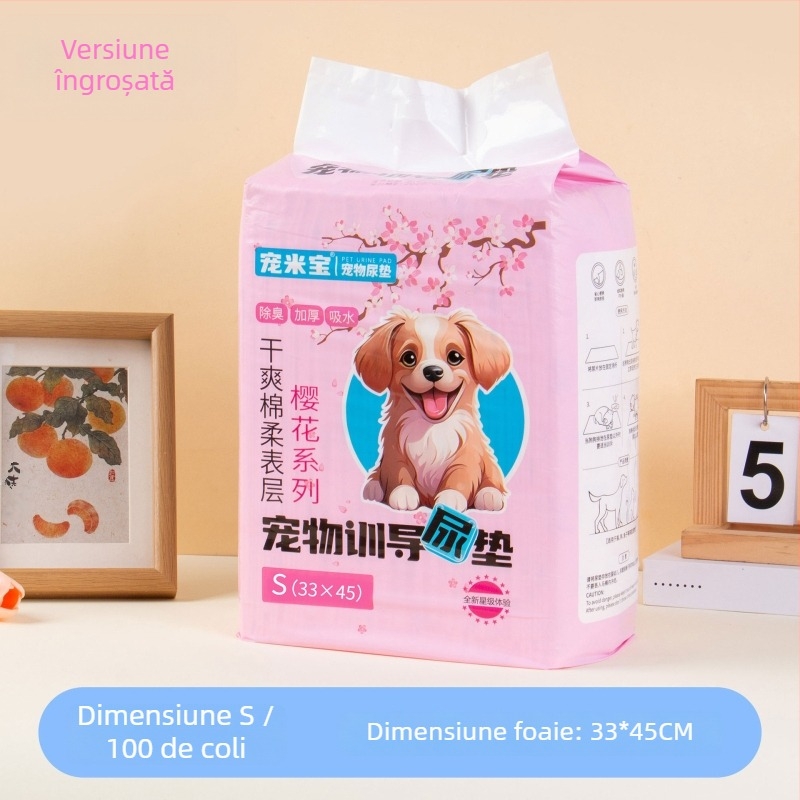 Pad de urină pentru animale de companie Sakura – Deodorant, absorbant, impermeabil pentru câini (țesătură nețesută; pulpă puf; rășină absorbantă; folie PE inferioară etanșă; hârtie absorbantă)