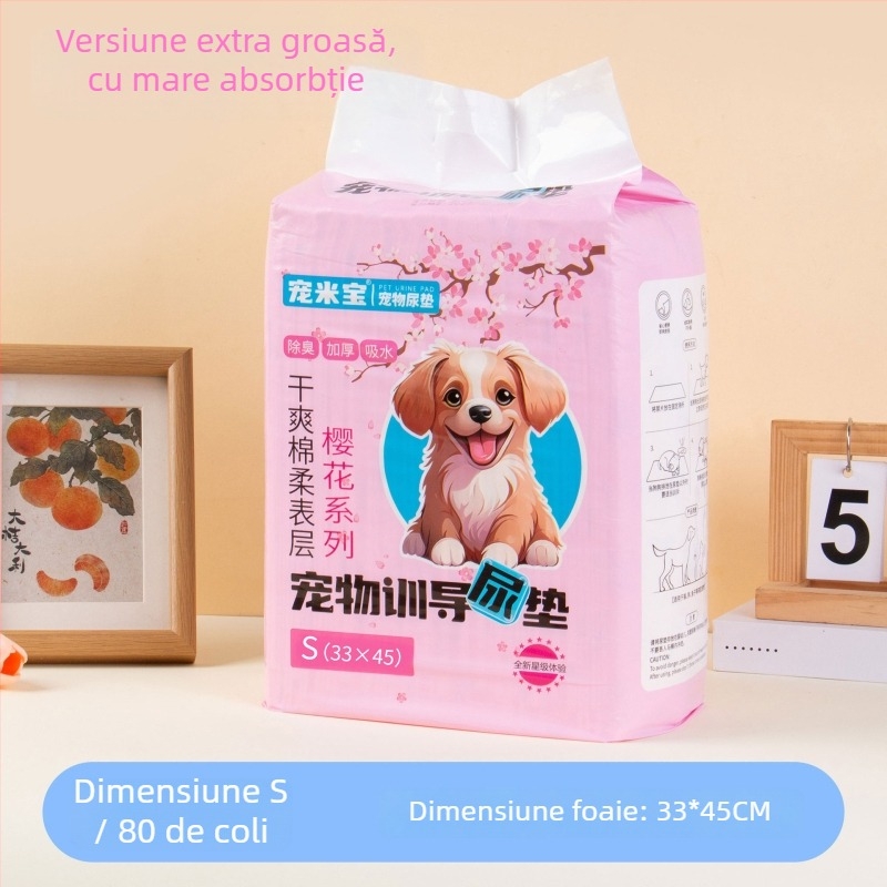 Pad de urină pentru animale de companie Sakura – Deodorant, absorbant, impermeabil pentru câini (țesătură nețesută; pulpă puf; rășină absorbantă; folie PE inferioară etanșă; hârtie absorbantă)