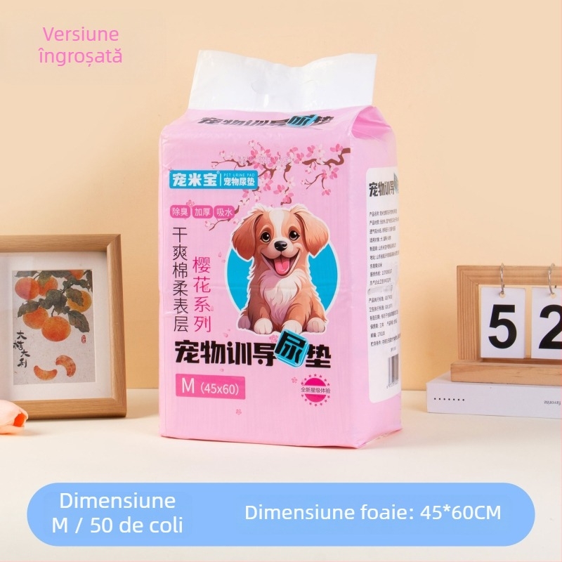 Pad de urină pentru animale de companie Sakura – Deodorant, absorbant, impermeabil pentru câini (țesătură nețesută; pulpă puf; rășină absorbantă; folie PE inferioară etanșă; hârtie absorbantă)
