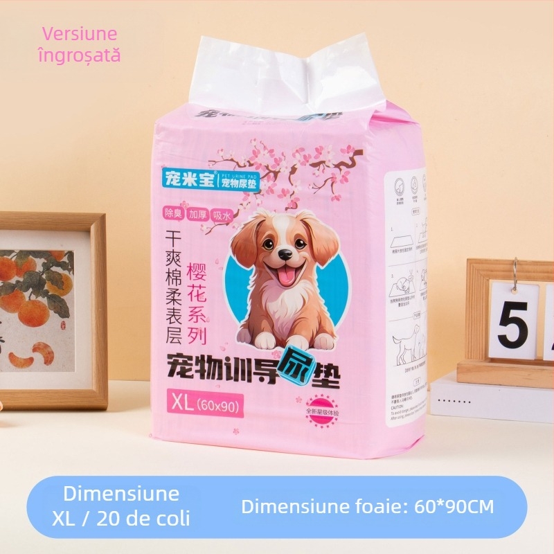 Pad de urină pentru animale de companie Sakura – Deodorant, absorbant, impermeabil pentru câini (țesătură nețesută; pulpă puf; rășină absorbantă; folie PE inferioară etanșă; hârtie absorbantă)