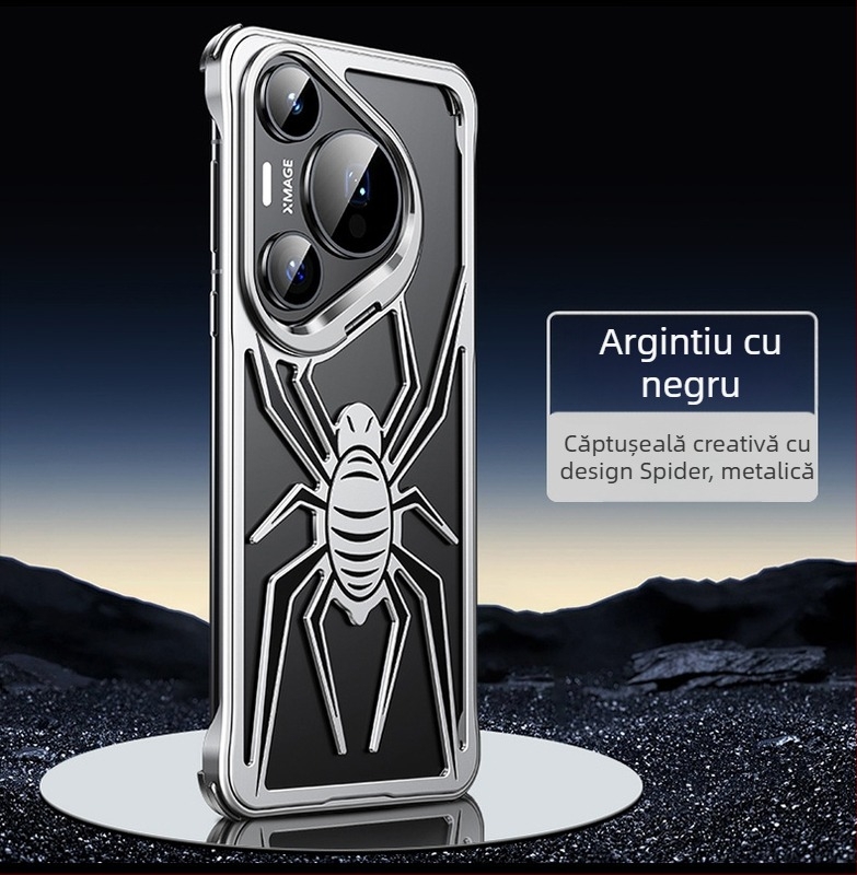 Carcasă Huawei P70 Pro cu suport pentru obiectiv, cadru metalic în design tip pânză de păianjen — antișoc, disipare a căldurii