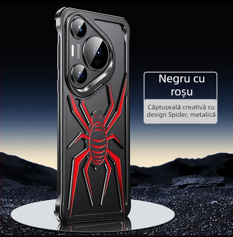 Carcasă Huawei P70 Pro cu suport pentru obiectiv, cadru metalic în design tip pânză de păianjen — antișoc, disipare a căldurii