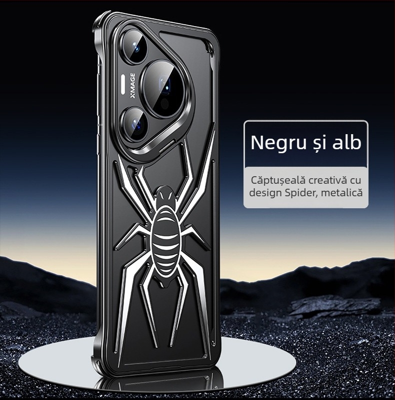 Carcasă Huawei P70 Pro cu suport pentru obiectiv, cadru metalic în design tip pânză de păianjen — antișoc, disipare a căldurii