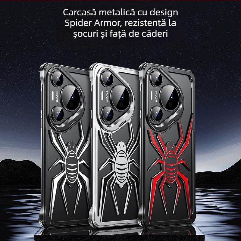 Carcasă Huawei P70 Pro cu suport pentru obiectiv, cadru metalic în design tip pânză de păianjen — antișoc, disipare a căldurii