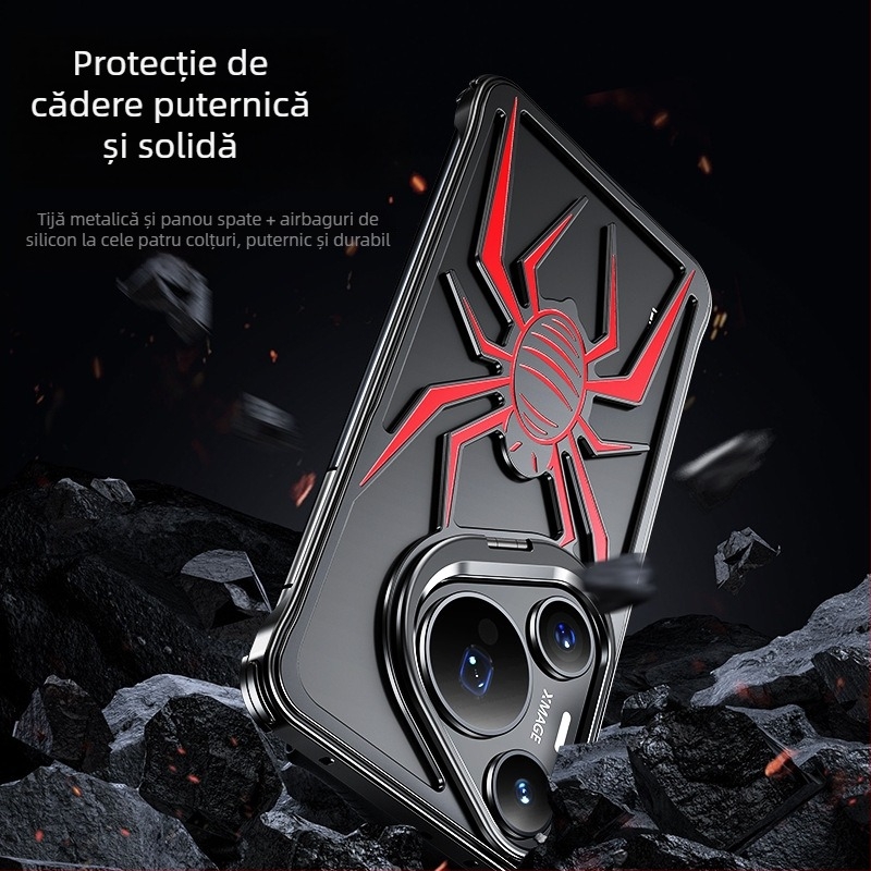 Carcasă Huawei P70 Pro cu suport pentru obiectiv, cadru metalic în design tip pânză de păianjen — antișoc, disipare a căldurii