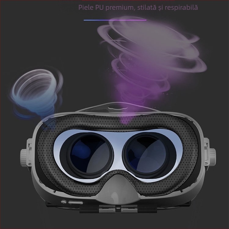 Ochelari VR cu ventilator, cască AR all-in-one purtătoare pe cap pentru jocuri și vizionare; purtați pe cap, operație cu buton, fără cameră, fără baterie