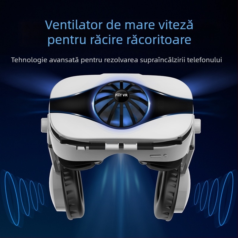 Ochelari VR cu ventilator, cască AR all-in-one purtătoare pe cap pentru jocuri și vizionare; purtați pe cap, operație cu buton, fără cameră, fără baterie