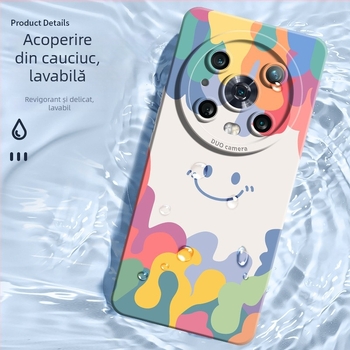 Carcasă de protecție cu design zâmbăcios pentru Huawei/Honor Magic5 – gel de siliciu lichid, finisaj cu pulverizare, design minimalist, rezistent la uzură, la cădere, la amprente