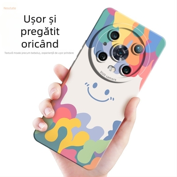 Carcasă de protecție cu design zâmbăcios pentru Huawei/Honor Magic5 – gel de siliciu lichid, finisaj cu pulverizare, design minimalist, rezistent la uzură, la cădere, la amprente