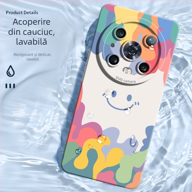 Carcasă de protecție cu design zâmbăcios pentru Huawei/Honor Magic5 – gel de siliciu lichid, finisaj cu pulverizare, design minimalist, rezistent la uzură, la cădere, la amprente