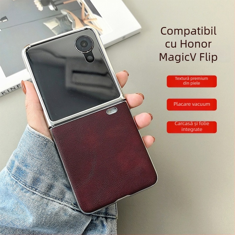 Husă pentru telefon pentru Honor Magic V Flip 2 – Material Cortex, Finisaj electroplating, Rezistență la cădere, Stil de afaceri