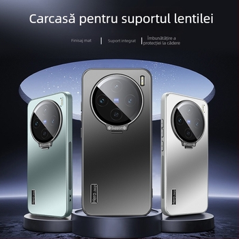 Husă de protecție pentru Vivo X200s cu protecție a obiectivului și suport metalic, finisaj sablat, material PC + TPU
