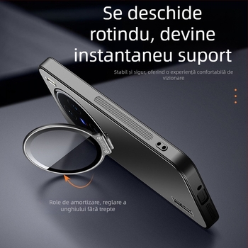 Husă de protecție pentru Vivo X200s cu protecție a obiectivului și suport metalic, finisaj sablat, material PC + TPU