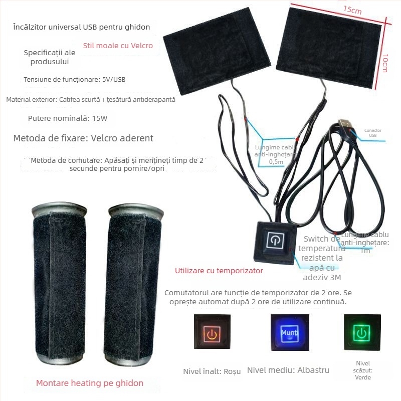 Huse de ghidon cu încălzire USB pentru biciclete electrice și scutere, aliaj de aluminiu, Brand: Powerful factory