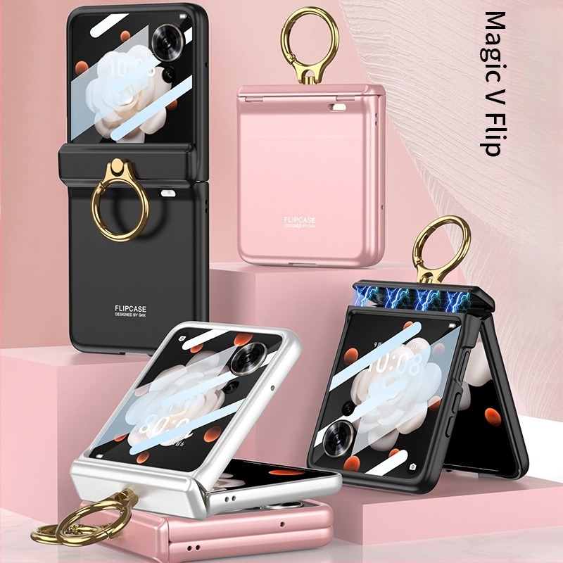 Carcasă de telefon cu suport și braț magnetic pentru Honor MagicVflip | Material PC, Electroplacare, Personalizare disponibilă, Funcții: suport, magnetic, anti-cădere