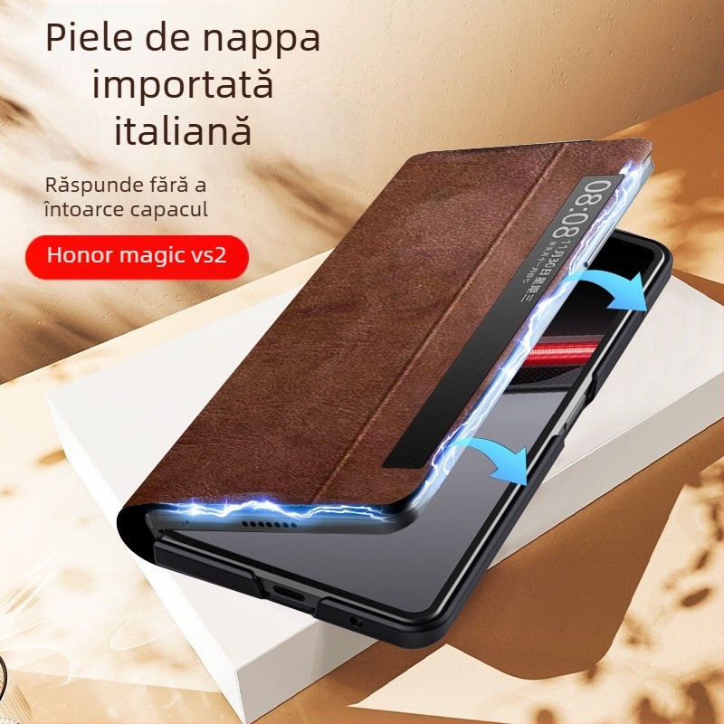 Husă pentru telefon pentru Honor MagicV2RSR – Piele, flip cu acoperire completă, stil holster, embossing, protecție anti-cădere