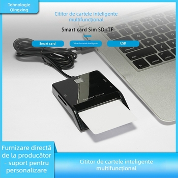 Cititor USB pentru carduri inteligente cu suport pentru cip SIM/SD; instalare externă; compatibil cu mai multe sisteme de operare; OEM și imprimare logo disponibile