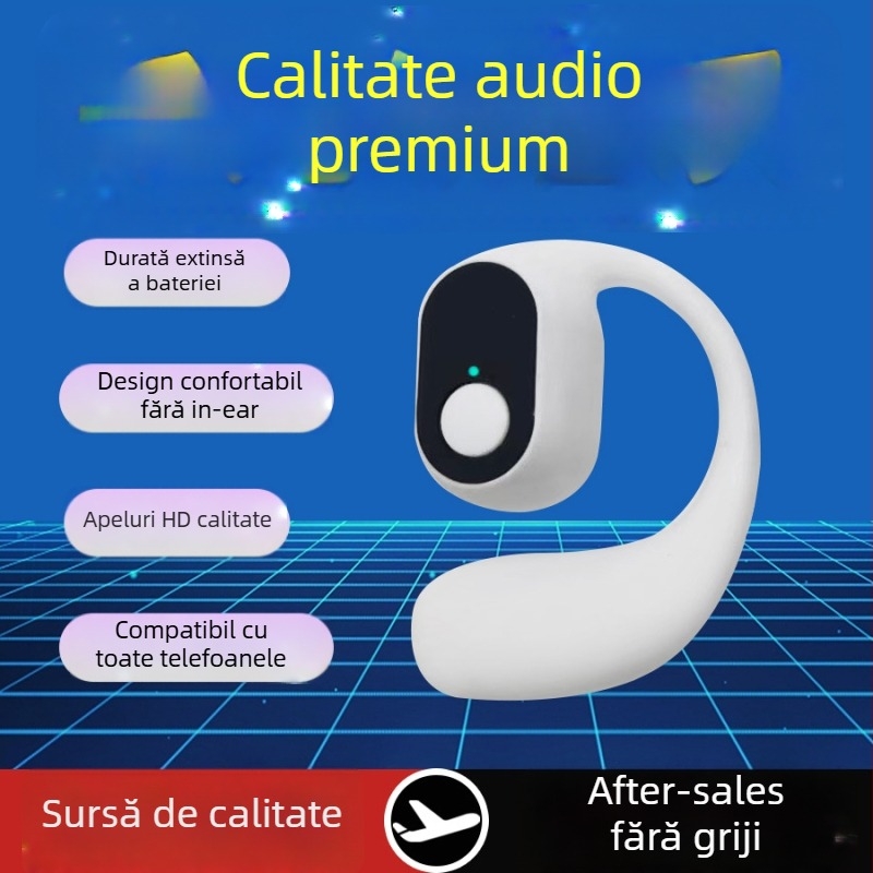 Căști Bluetooth cu agățături pentru urechi, anulare zgomot, durată lungă a bateriei 4–8 h, afișaj digital al nivelului bateriei, IPX7 rezistente la apă, Bluetooth 5.4, rază de 10 m