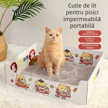 Cutie de nisip pentru pisici, de unică folosință, portabilă, pliabilă, pentru exterior — Seven oh