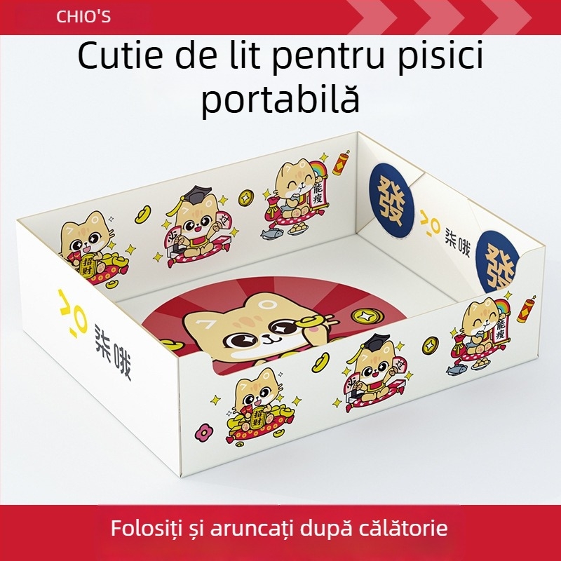 Cutie de nisip pentru pisici, de unică folosință, portabilă, pliabilă, pentru exterior — Seven oh