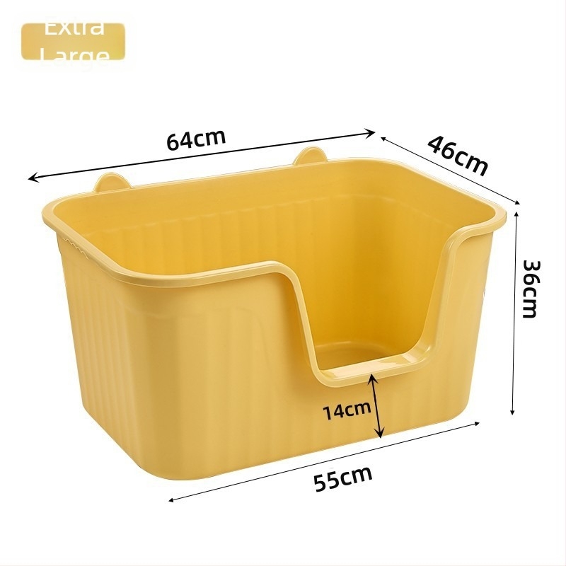 Cuva de nisip pentru pisici, design deschis, construcție semiînchisă, material PP, anti-nisip, anti-strop