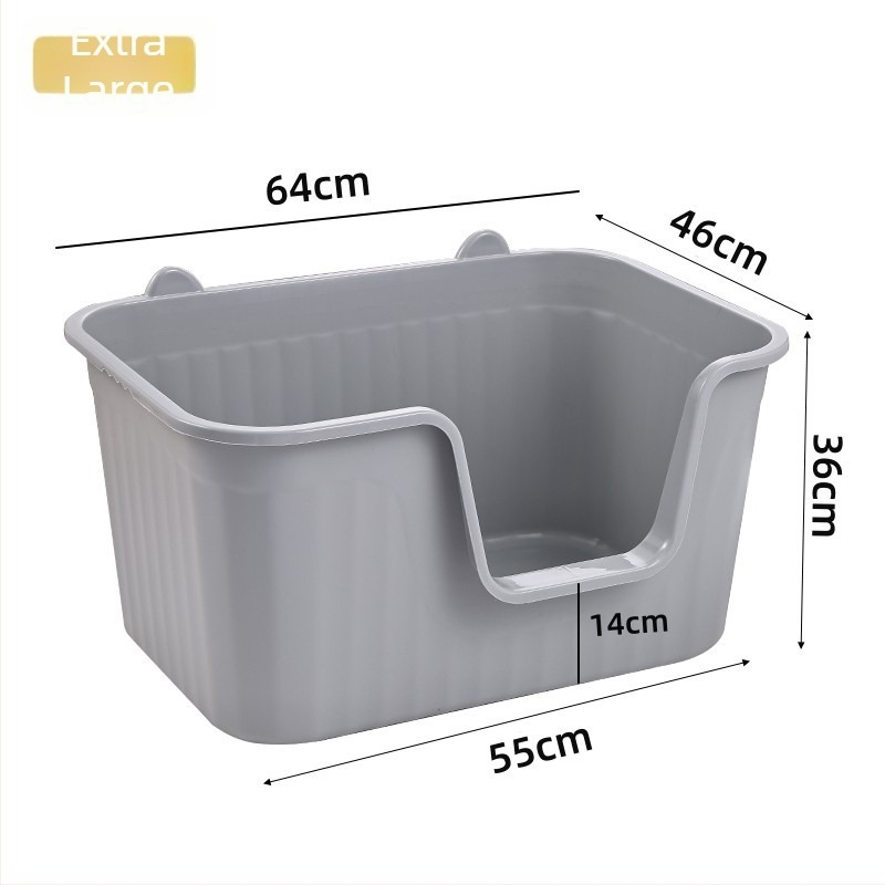 Cuva de nisip pentru pisici, design deschis, construcție semiînchisă, material PP, anti-nisip, anti-strop