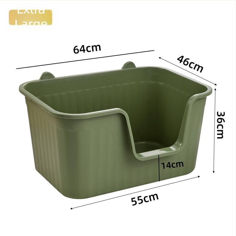 Cuva de nisip pentru pisici, design deschis, construcție semiînchisă, material PP, anti-nisip, anti-strop