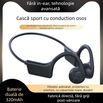 Căști Bluetooth cu conducție osoasă, cu cârlig pentru ureche pentru alergare, wireless, rază 10 m, Bluetooth 5.3, autonomie >8 ore, reducere zgomot