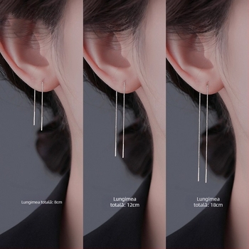 Cercei din argint 925, cu ciucuri lungi, design simplu, pentru femei
