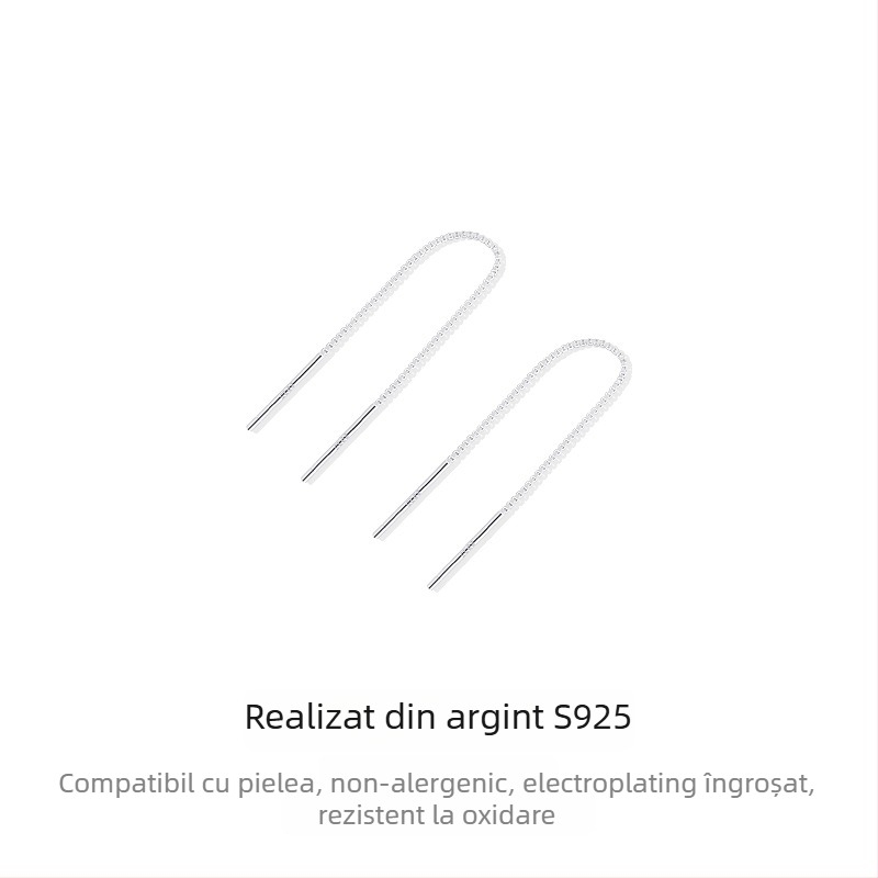 Cercei din argint 925, cu ciucuri lungi, design simplu, pentru femei