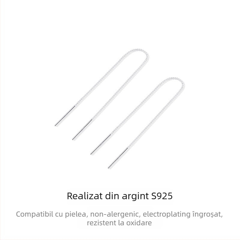 Cercei din argint 925, cu ciucuri lungi, design simplu, pentru femei