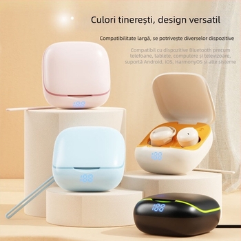 Căști pentru somn: confort fără presiune pentru somnul pe o parte, In-Ear, anulare zgomot, Bluetooth 5.4, autonomie baterie 4–8 ore