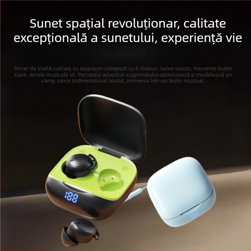 Căști pentru somn: confort fără presiune pentru somnul pe o parte, In-Ear, anulare zgomot, Bluetooth 5.4, autonomie baterie 4–8 ore