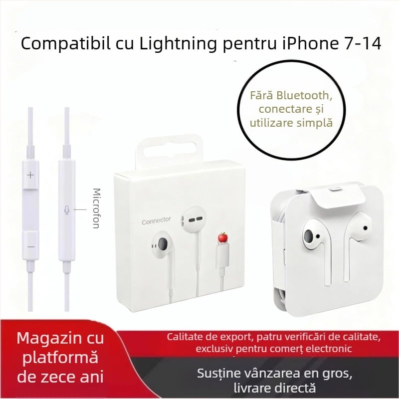 In-ear cu conectori Lightning și USB-C (modelul al 7-lea generație, difuzor dinamic, compatibil cu iOS, cablu de 1,2 m)