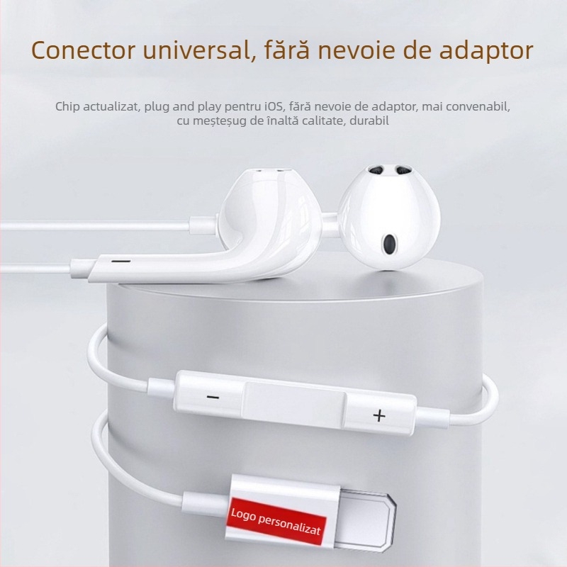 In-ear cu conectori Lightning și USB-C (modelul al 7-lea generație, difuzor dinamic, compatibil cu iOS, cablu de 1,2 m)