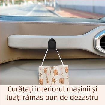 Cârlig auto pentru interior cu adeziv fără urme, design modern cu mai multe cârlige pentru depozitare