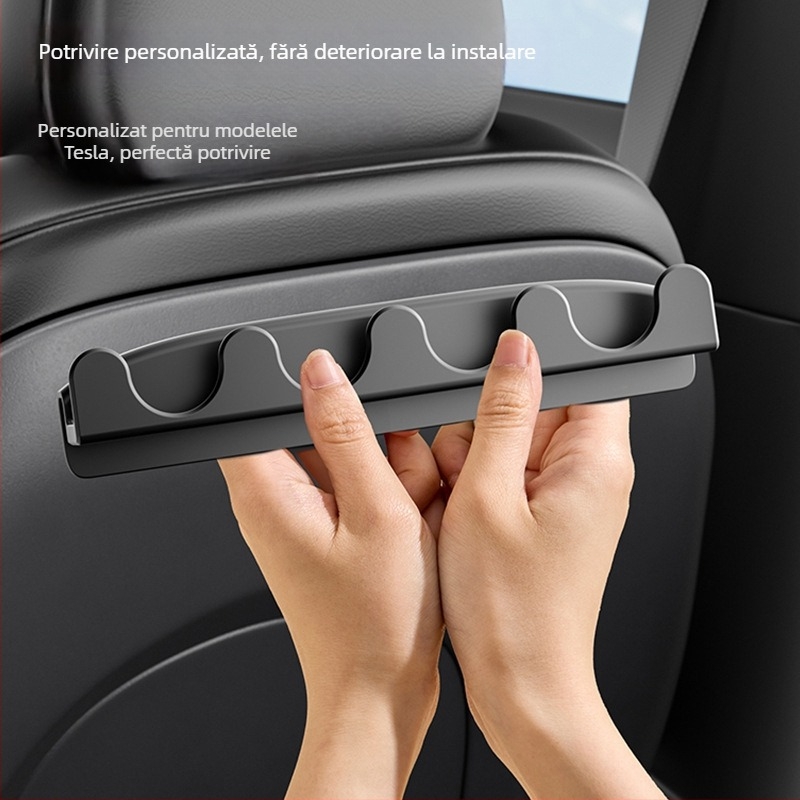 Umeraș pentru scaunul din spate al mașinii, pentru depozitare, compatibil Tesla Model 3/Y, material plastic, stil minimalist