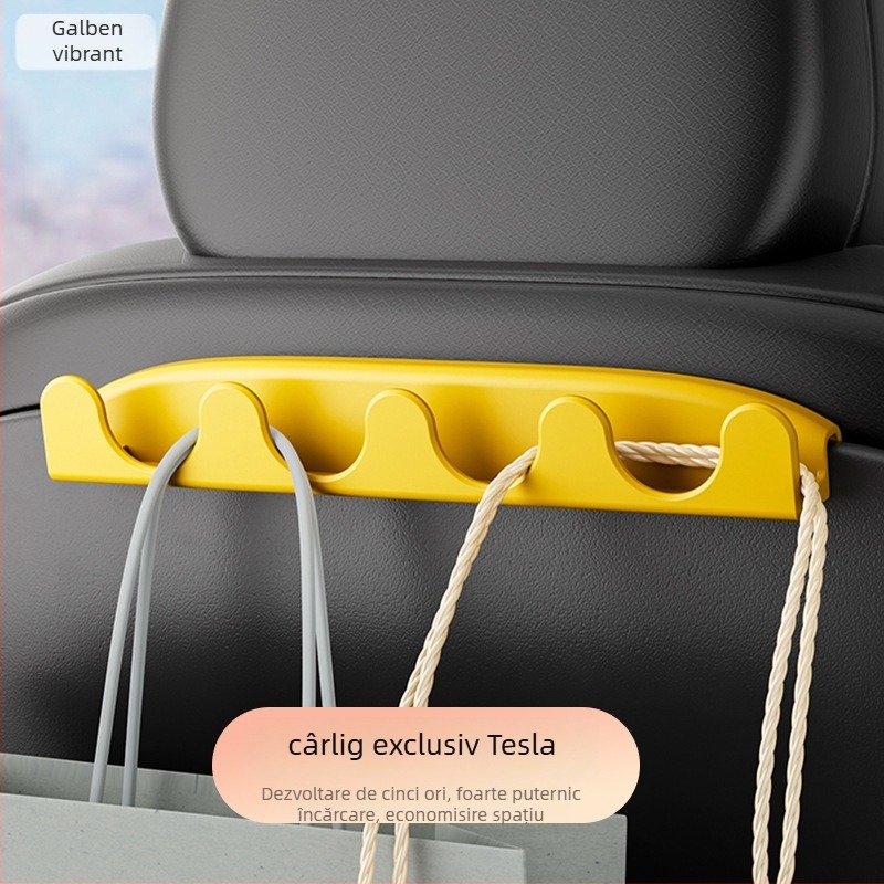 Umeraș pentru scaunul din spate al mașinii, pentru depozitare, compatibil Tesla Model 3/Y, material plastic, stil minimalist